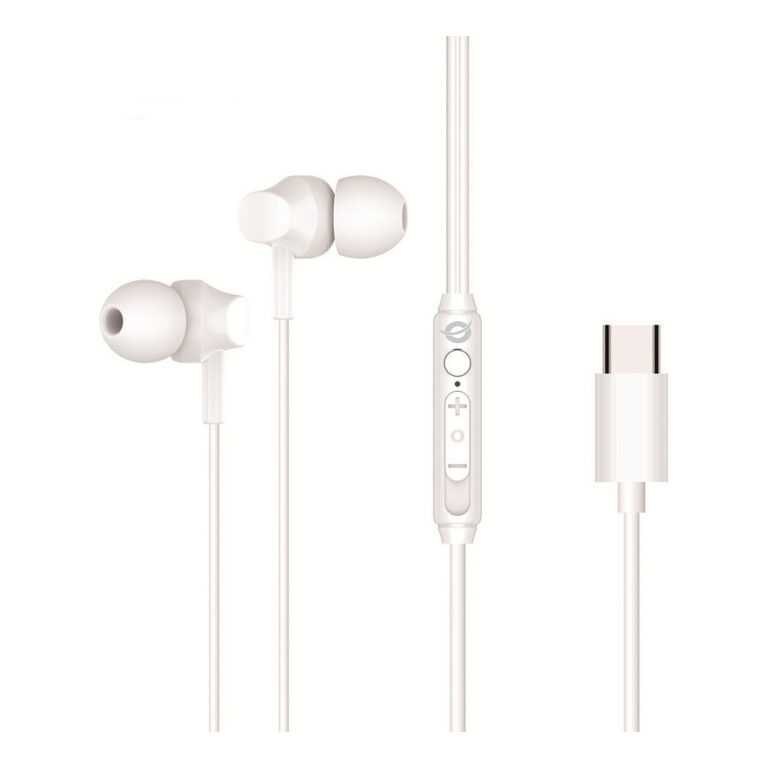 Kufje me kabllo Conceptronic BRENDAN03W USB-C me mikrofon dhe kontroll - Bardhë