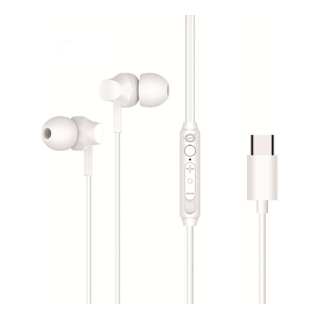Kufje me kabllo Conceptronic BRENDAN03W USB-C me mikrofon dhe kontroll - Bardhë