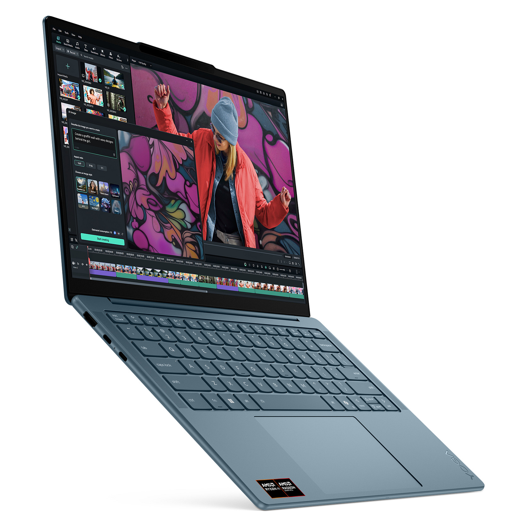 Laptop Lenovo Yoga Slim 7 / RYZ AI 7 350 / 16GB LPDDR5 / 512GB / 14″ 2.8K OLED 120Hz / AMD Radeon 860M – Tidal Teal 3