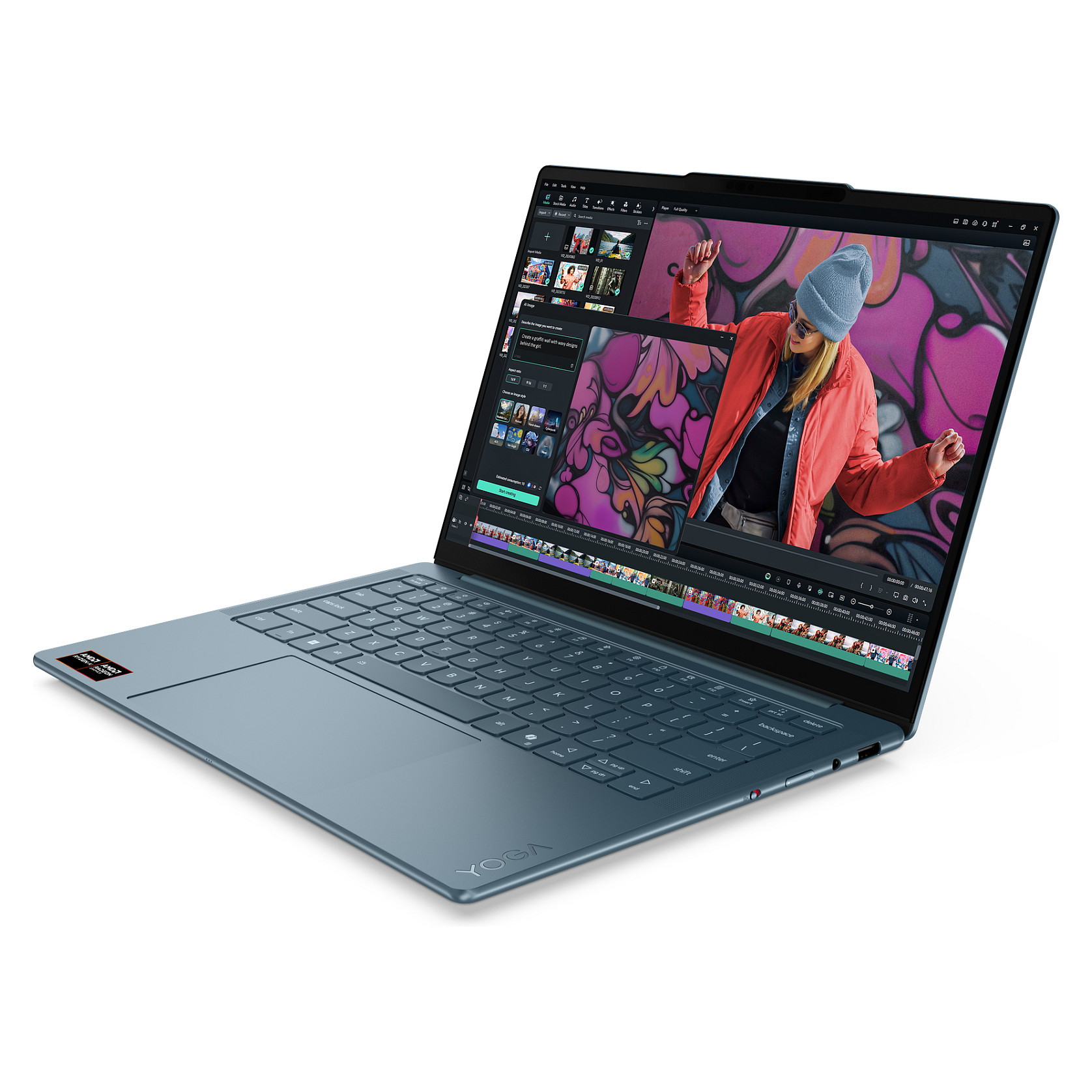 Laptop Lenovo Yoga Slim 7 / RYZ AI 7 350 / 16GB LPDDR5 / 512GB / 14″ 2.8K OLED 120Hz / AMD Radeon 860M – Tidal Teal 4