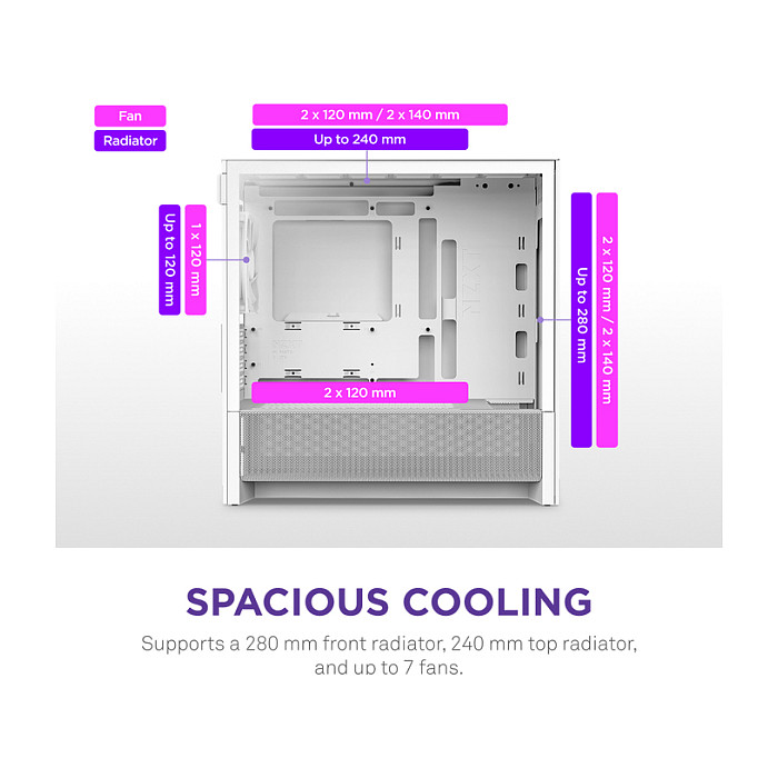 Kasë NZXT H3 Flow CC-H31FW-01 -Bardhë 5