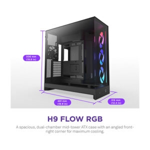 Kornizë PC NZXT H9 Flow RGB 2025, mid tower, xham i temperuar, e bardhë 7
