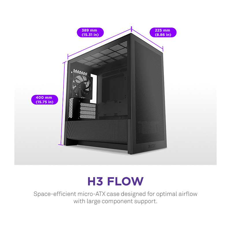 Kasë NZXT H3 Flow CC-H31FB-01 -Zezë 2