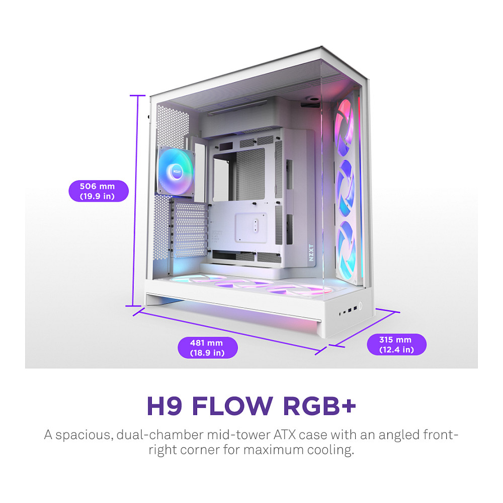 Kasë NZXT H9 Flow RGB CM-H92FW-R1 -Bardhë 2