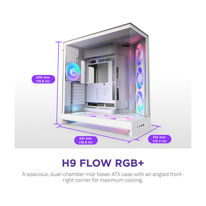 Kasë NZXT H9 Flow RGB+, e bardhë 2