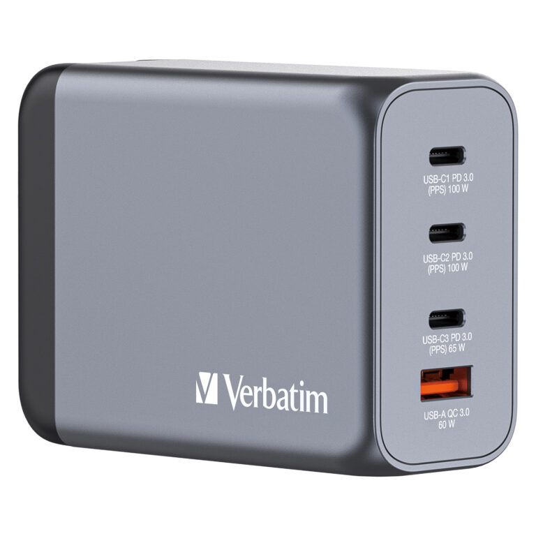 Adapter Verbatim GNC-200 GaN Charger 4-Port / 200W / USB-A/C / EU-UK-US