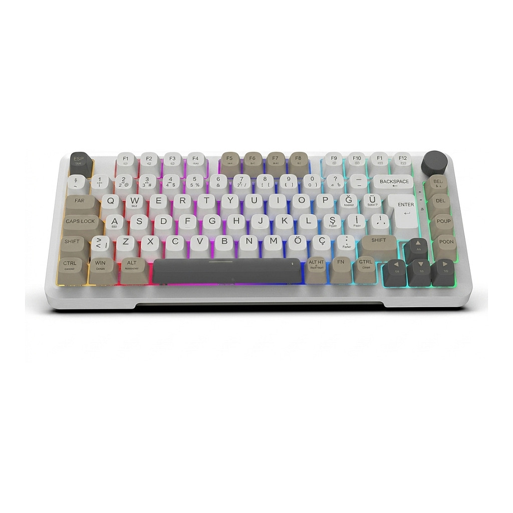 Tastierë Gaming INCA / RGB / Gray Switch / USB-C / 2.00m / Wireless / QWERTZ – Bardhë