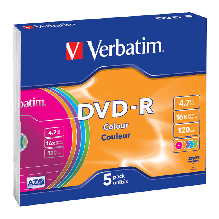 Disk DVD-R Verbatim 4.7GB 16x Colour – 5 Copë