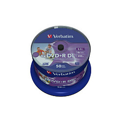 Disk DVD+R Double Layer Verbatim 8.5GB 8x Wide Printable – 50 Copë