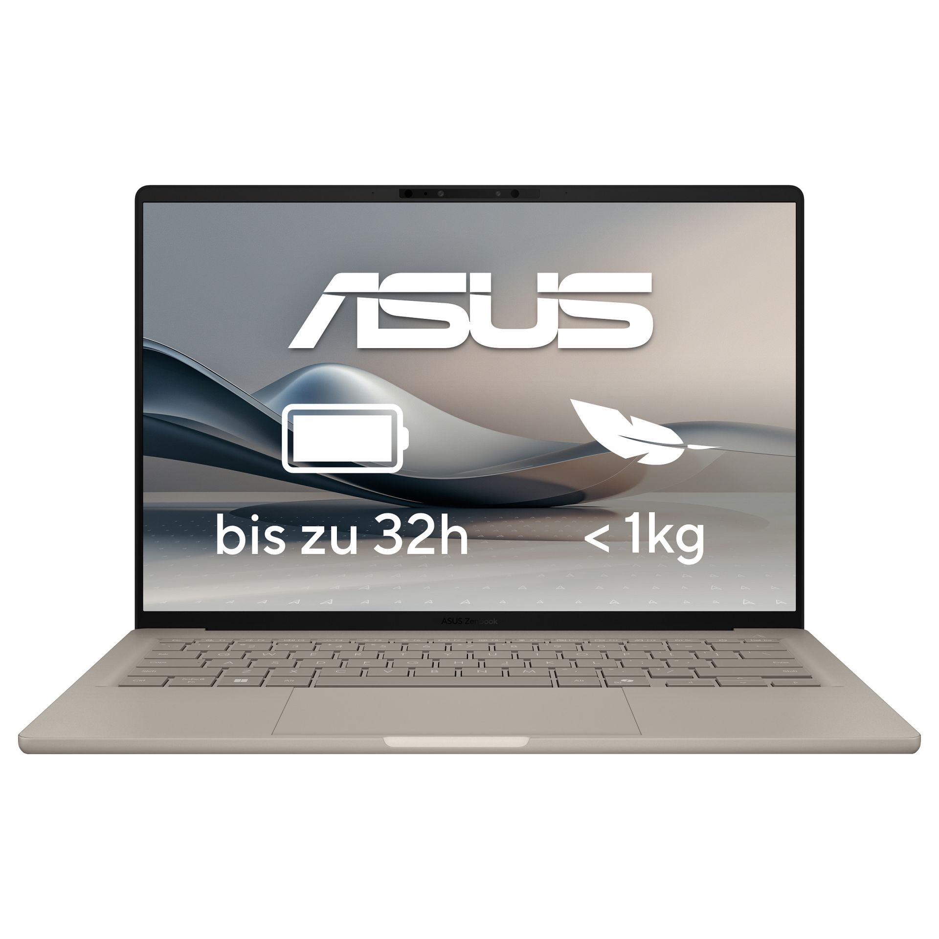Laptop Asus Zenbook A14 UX3407QA-QD305W / X1-26-100 / 32GB LPDDR5x / 1TB / 14″ WUXGA OLED 60Hz / Qualcomm Adreno GPU – Bezhë