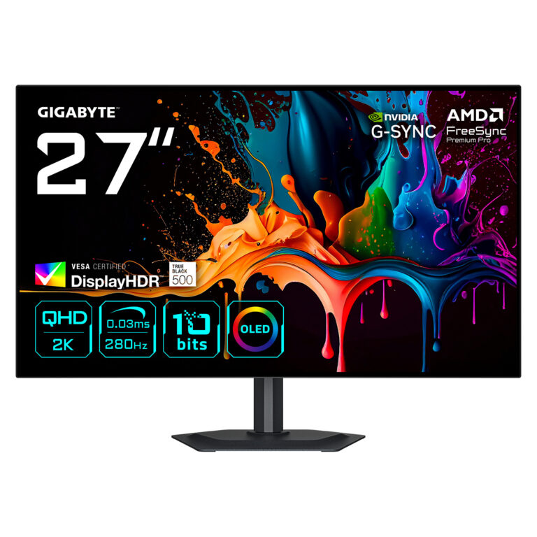 Monitor Gaming Gigabyte MO27Q28G / 27"/ Quad HD OLED / 280Hz / 0.03ms / USB-C+HDMI+DP - Zezë