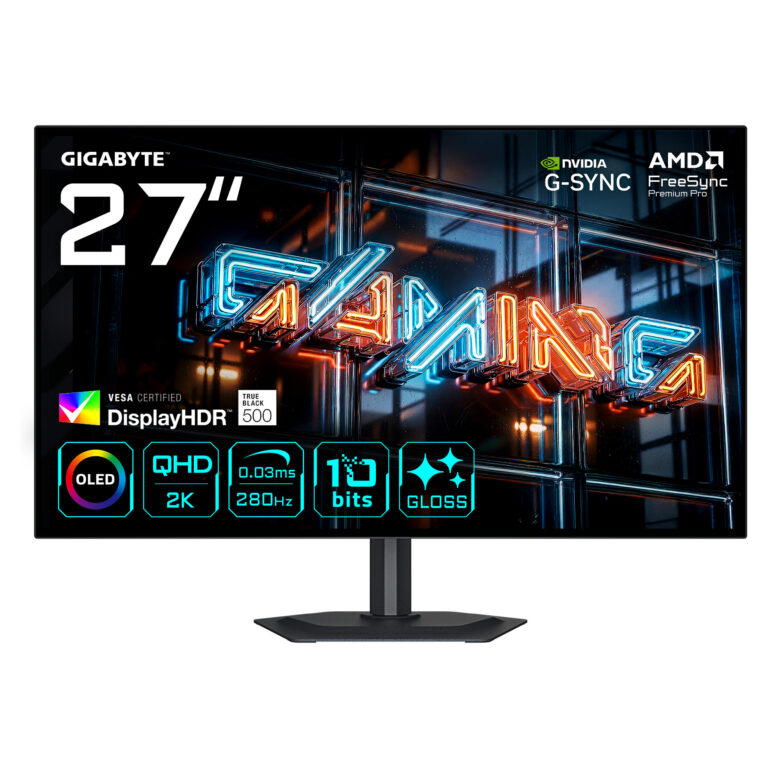 Monitor Gaming Gigabyte MO27Q28GR / 27"/ Quad HD OLED / 280Hz / 0.03ms / HDMI+DP+USB-C - Zezë