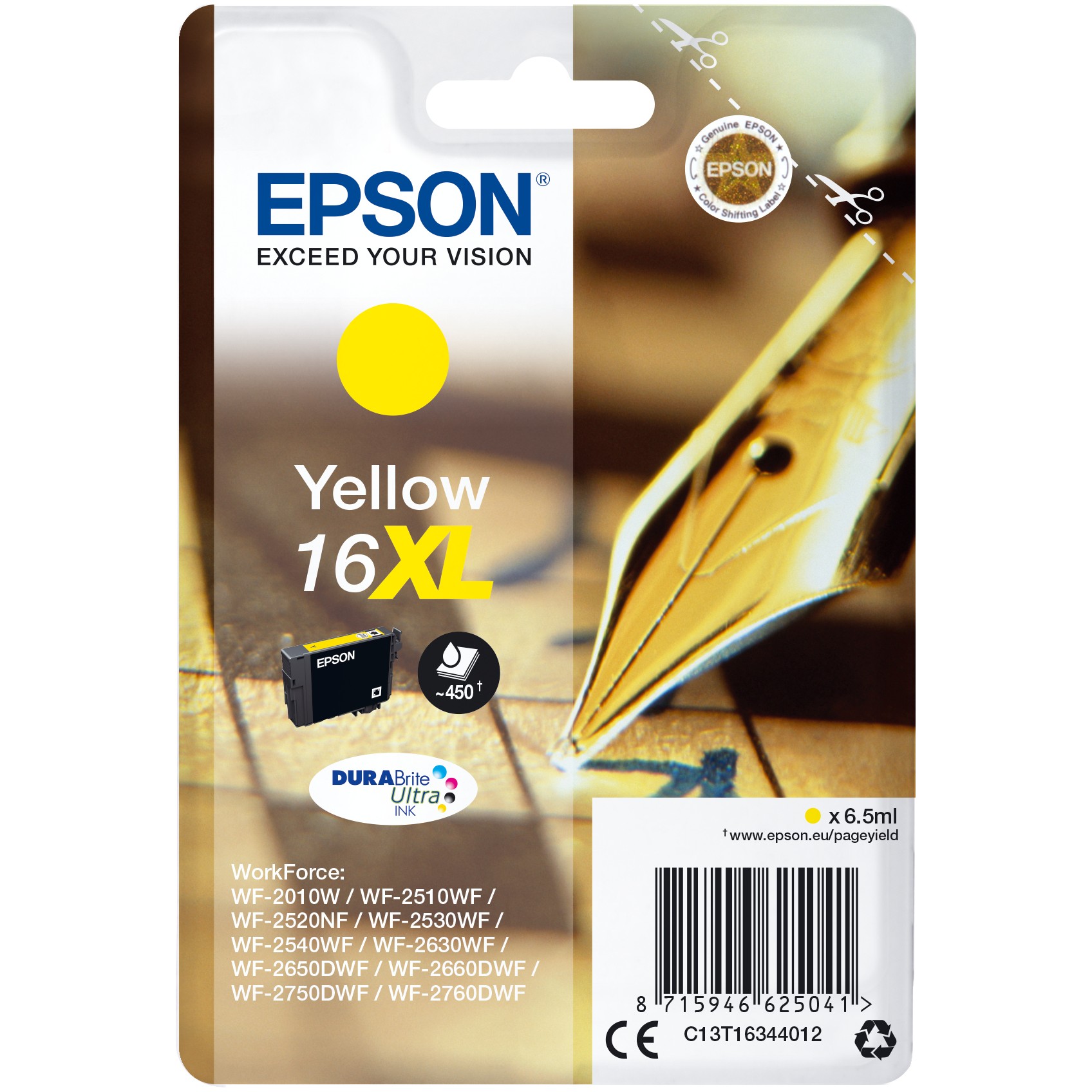 INK Epson C13T16314012 deri në 450 faqe sipas ISO/IEC 24711 - Verdhë