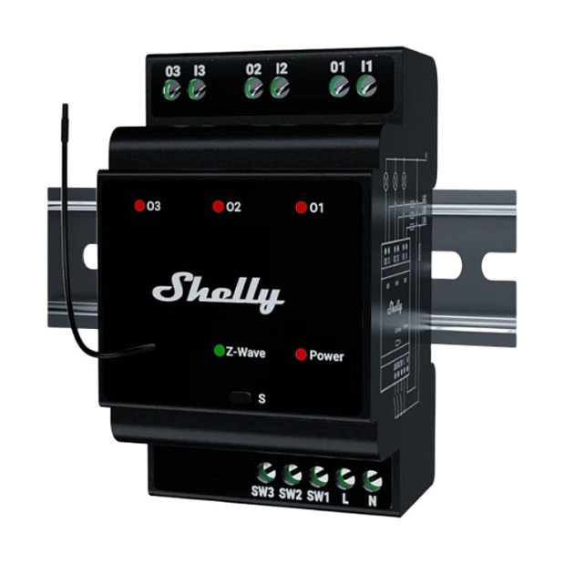 Smart Relay Home Automation Device – Shelly "Wave" DIN Pro 3-Relay 3x16A Z-Wave