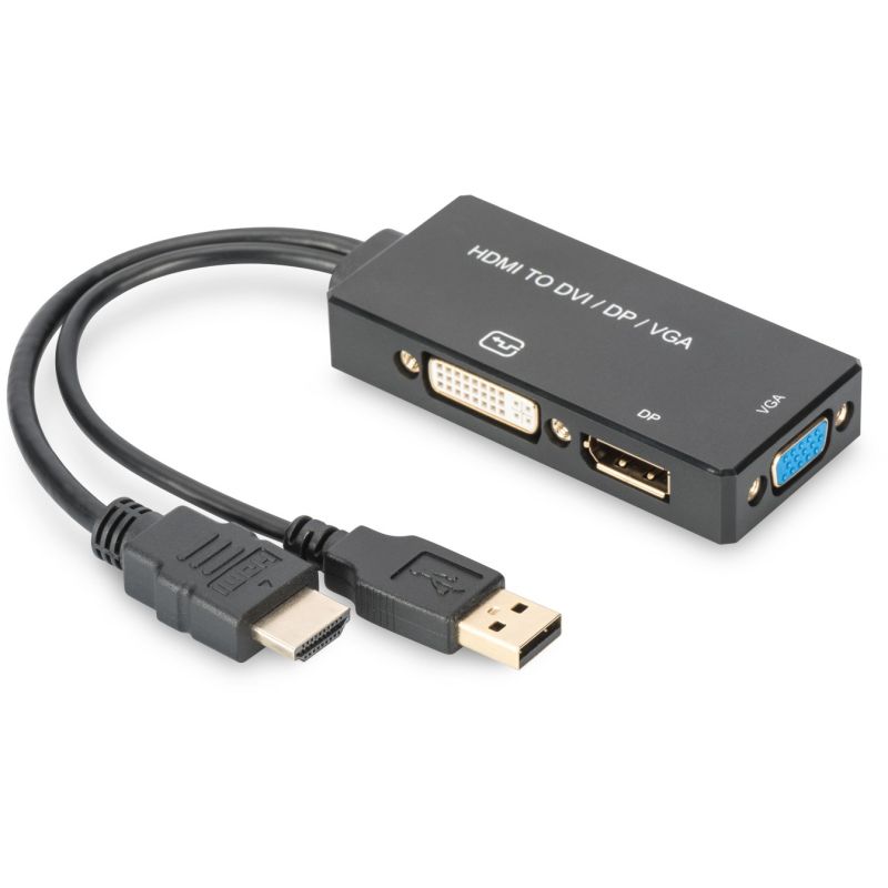 Digitus Adapter HDMI / USB2.0 > HDMI / DVI / DisplayPort / 20cm - Zezë