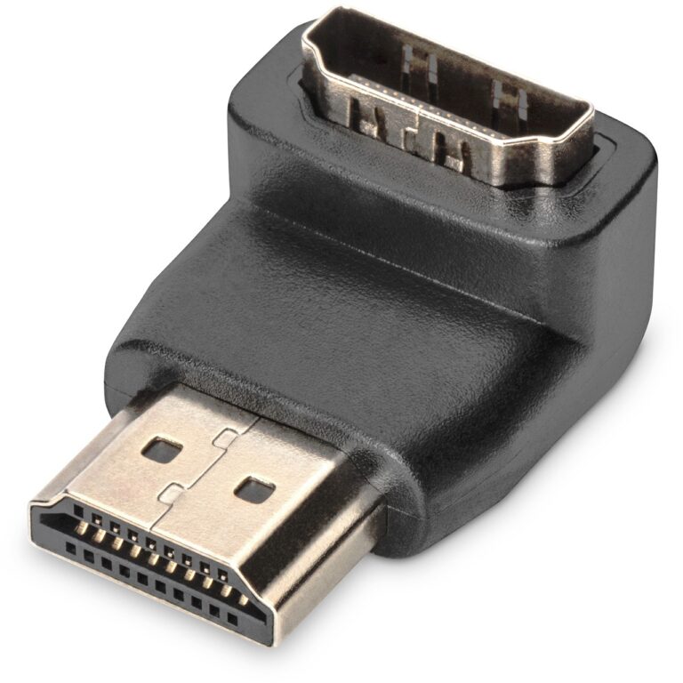 Kabllo HDMI DIGITUS / 90° këndor / Gold - Zezë