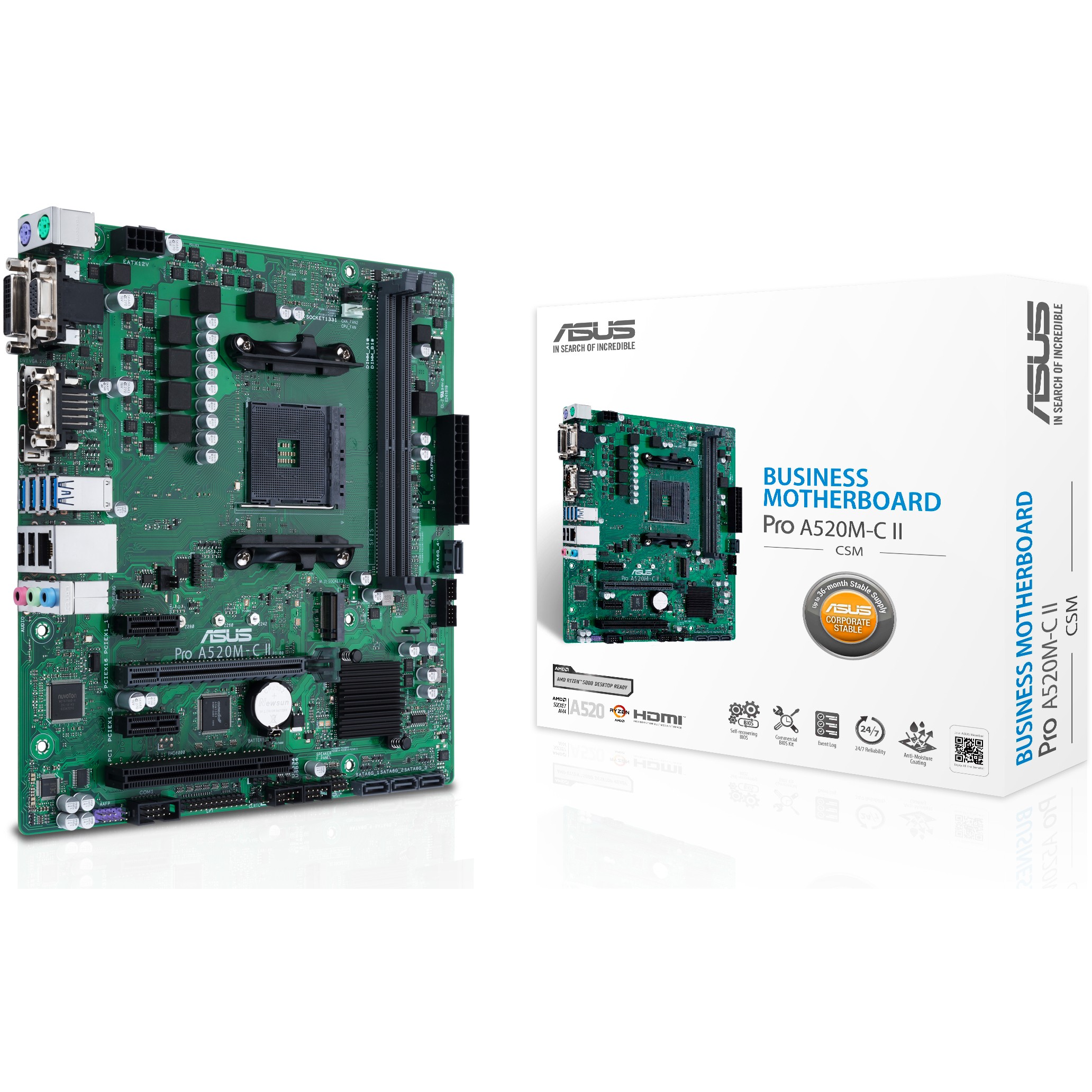 Pllakë Amë MB AMD AM4 ASUS PRO A520M-C II/CSM mATX D4