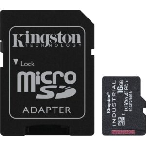 Kartë Memorie SD CARD 16GB Kingston Industrial microHC 100MB/s +Adapter