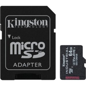 Kartë Memorie SD CARD 64GB Kingston Industrial microHC 100MB/s +Adapter