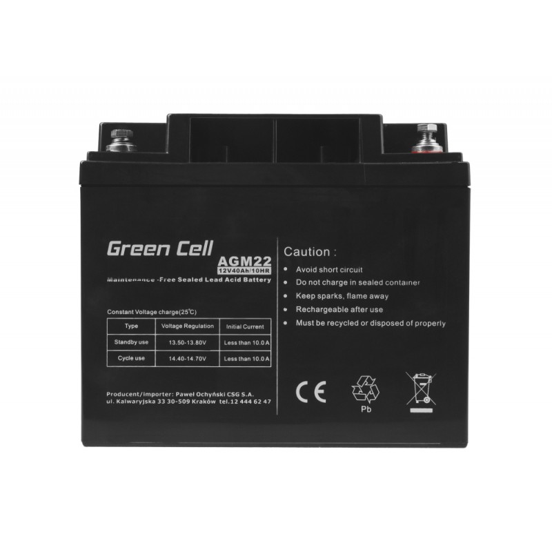 Bateri të mëdha Green Cell Replacement Battery AGM22 12V / 40Ah - Figura 5
