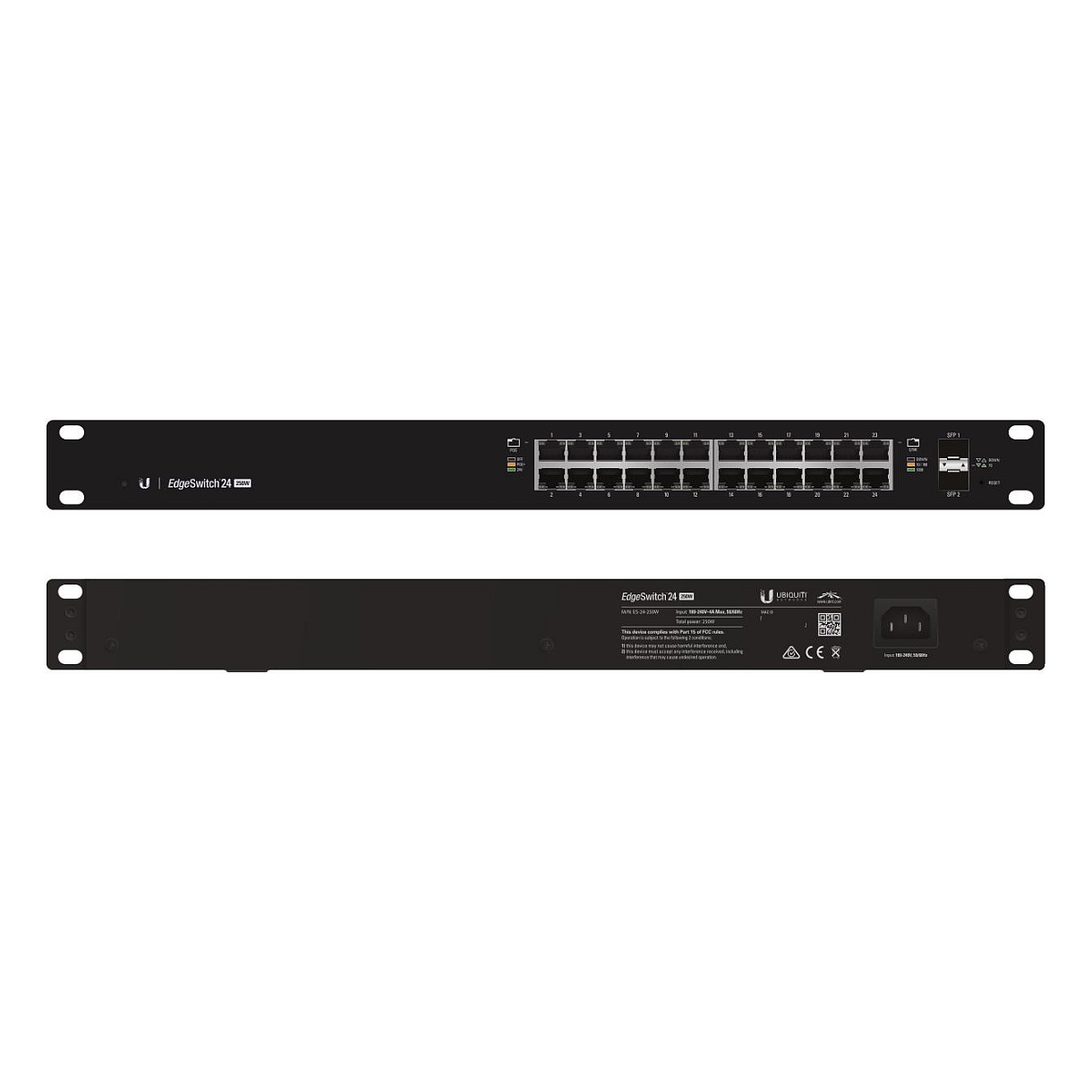 Ubiquiti EdgeSwitch ES-24-250W 24-Port Gigabit PoE+ Managed Switch me 2x SFP Rackmount 2