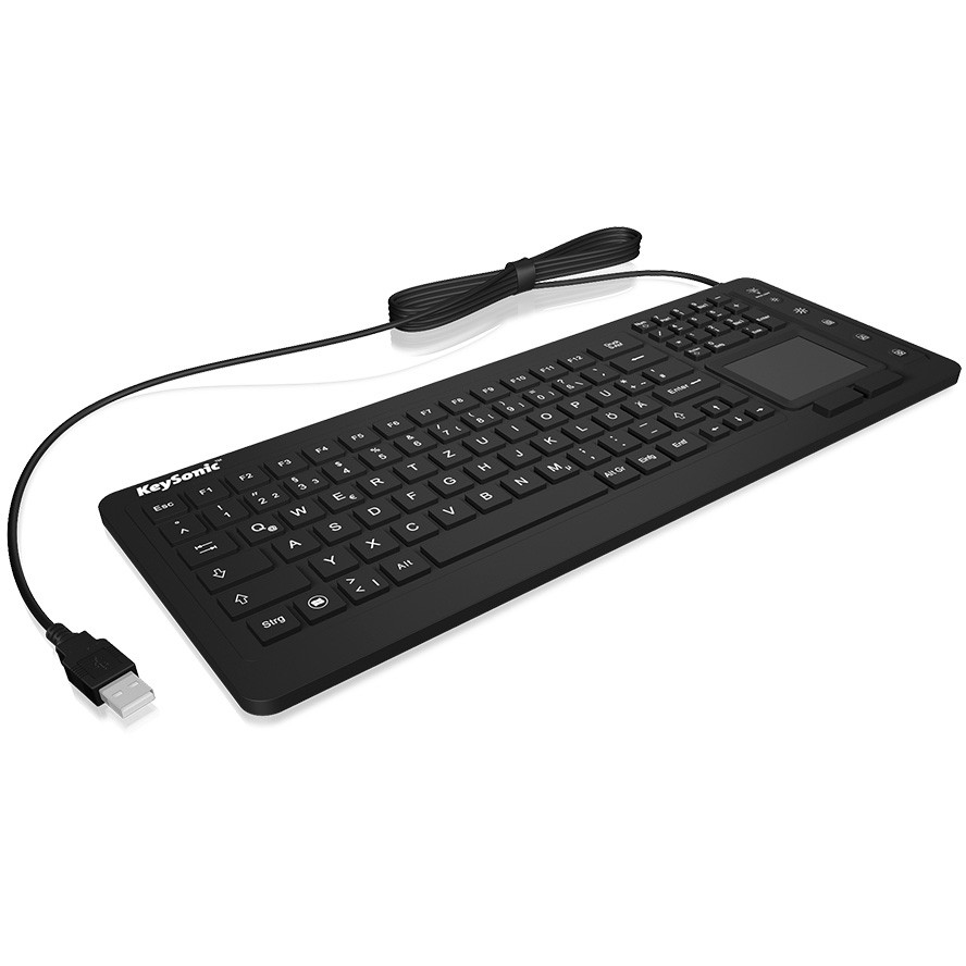 Tastierë me kabllo KeySonic KSK-6231INEL / QWERTZ Gjerman / Me touchpad / Silikon / IP68 - Zezë - Figura 2