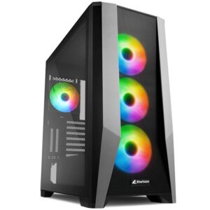 Kasë Midi Sharkoon TG7M, RGB, e zezë