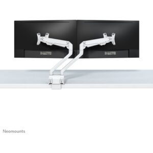Mbajtëse për Monitor Tilt, swivel, and rotatable desk mount for two flat screens up to 32', 2x 8KG, White Neomounts