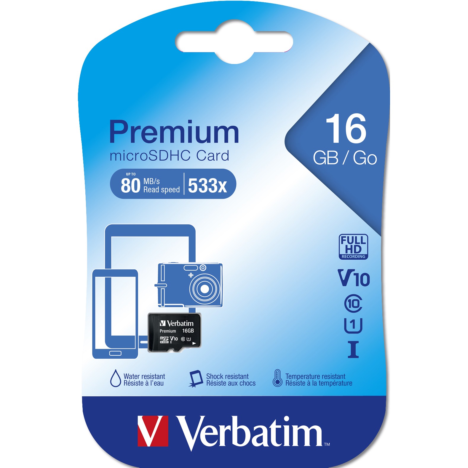 Kartë Memorie SD CARD 16GB Verbatim Premium MicroHC 80MB/s - Figura 2