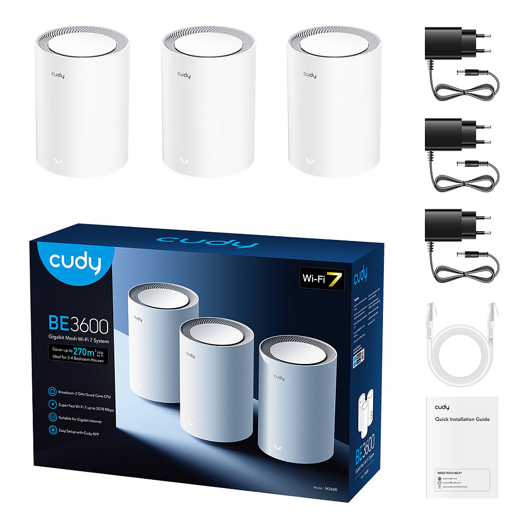 Ruter Cudy BE3600 / Wi‑Fi 7 Mesh Solution / 3pack – Bardhë - Figura 3