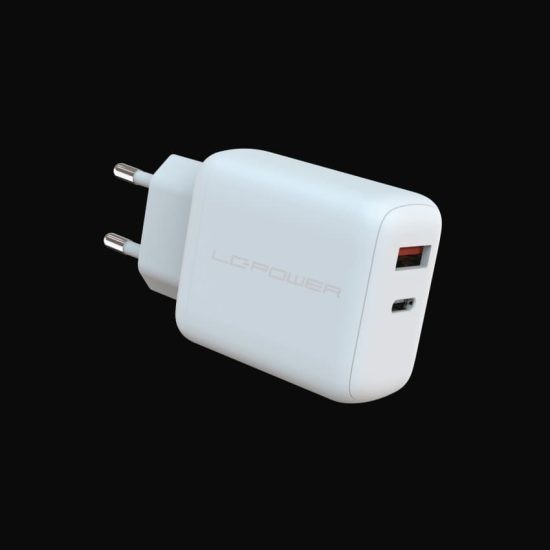 Adapter LC-Power Charger USB-C/USB-A 45W LC-GAN-45 e bardhë