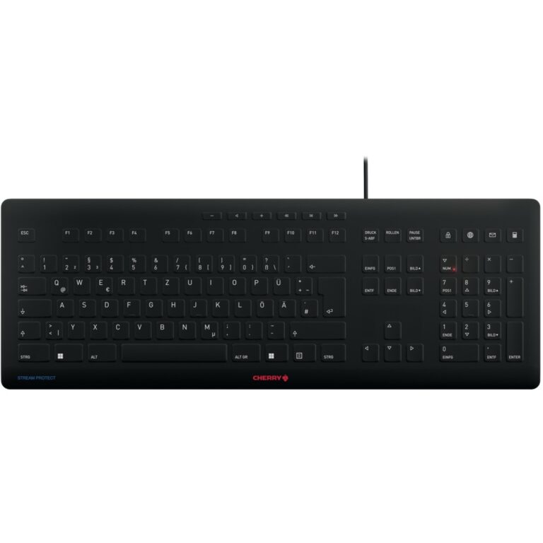 Tastierë me kabllo CHERRY STREAM PROTECT Keyboard (DE) – Zezë
