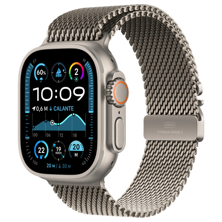 Apple Watch Ultra 2 / GPS + Cellular / 49mm / Natural Titanium Case / Natural Titanium Milanese Loop - L