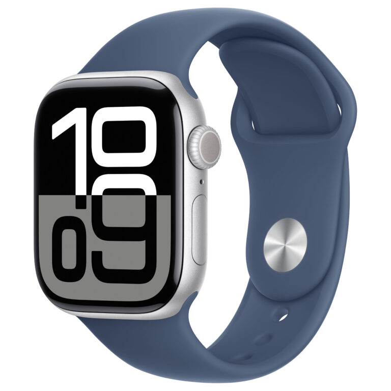 Apple Watch Series 10 (GPS + Cellular) 42mm Silver Aluminum Case with Denim Sport Band (M/L)