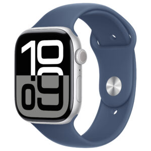 Apple Watch Series 10 GPS + Cellular 46mm / Silver Aluminium Case / Denim Sport Band - S/M