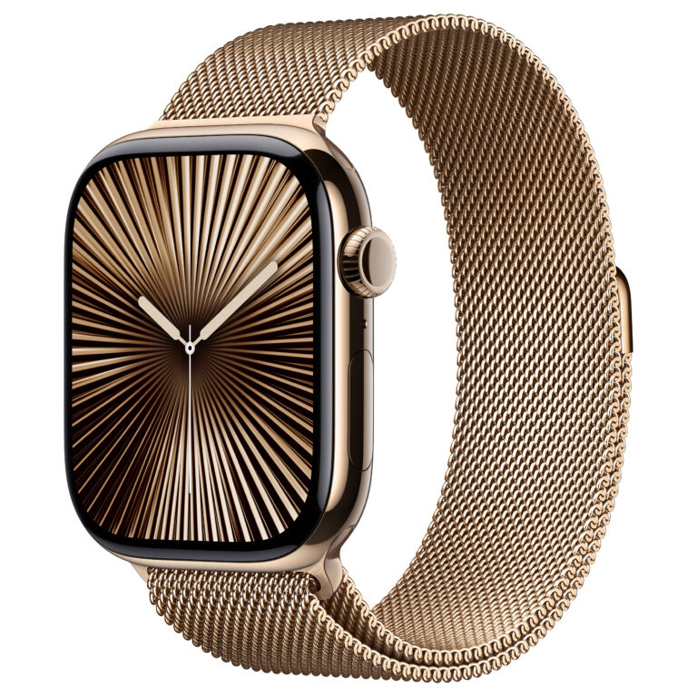 Apple Watch Series 10 GPS + Cellular 46mm Gold Titanium Case with Gold Milanese Loop - M/L