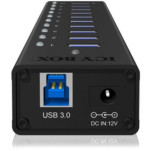HUB Karikues ICY BOX / 10‑Port USB me furnizim energjie - Aluminium - Figura 3