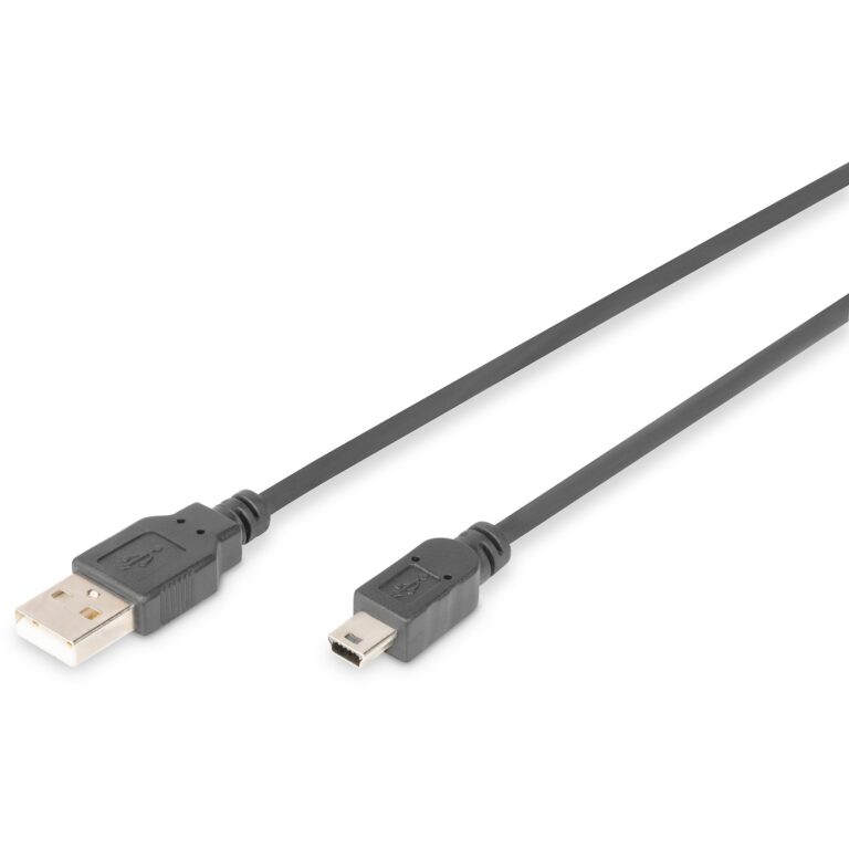 Kabllo DIGITUS USB 2.0 / Typ A → Typ Mini‑B / Plug–Plug / 1.0m / Zezë