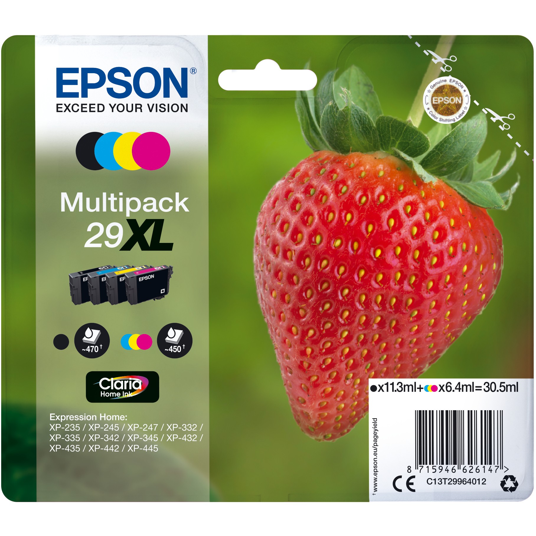 INK Epson 29 XL T2996 – Paket 4 copë / Zezë + (Blu/ Verdhë / Rozë)