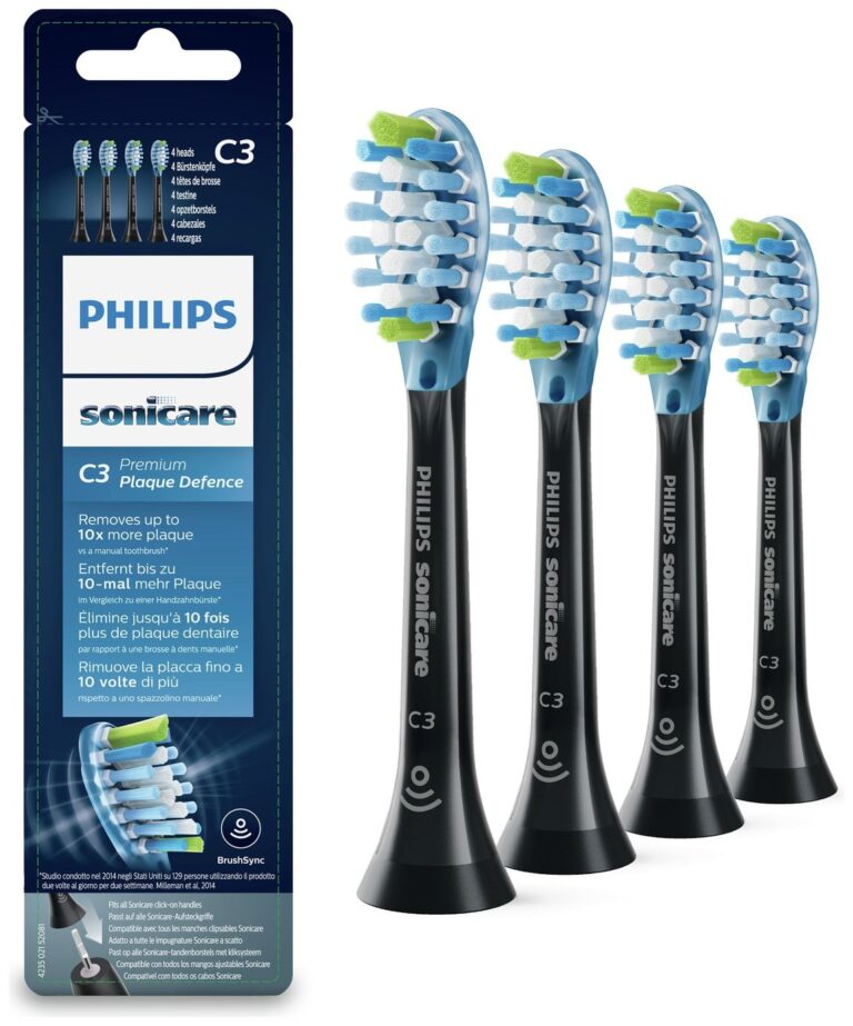 Koka zëvendësuese për brushë elektrike Philips Sonicare C3 Premium Plaque HX9044/33 / 4 Copë - Zezë