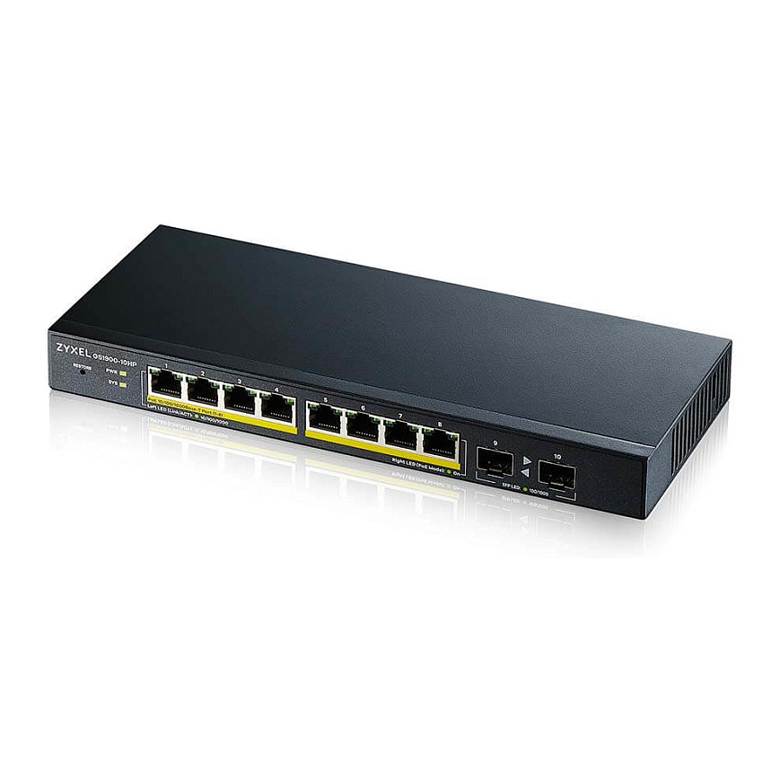 Switch Zyxel GS1900‑10HP V2 / Managed / 8x Gigabit PoE+ / 2x Gigabit Uplink