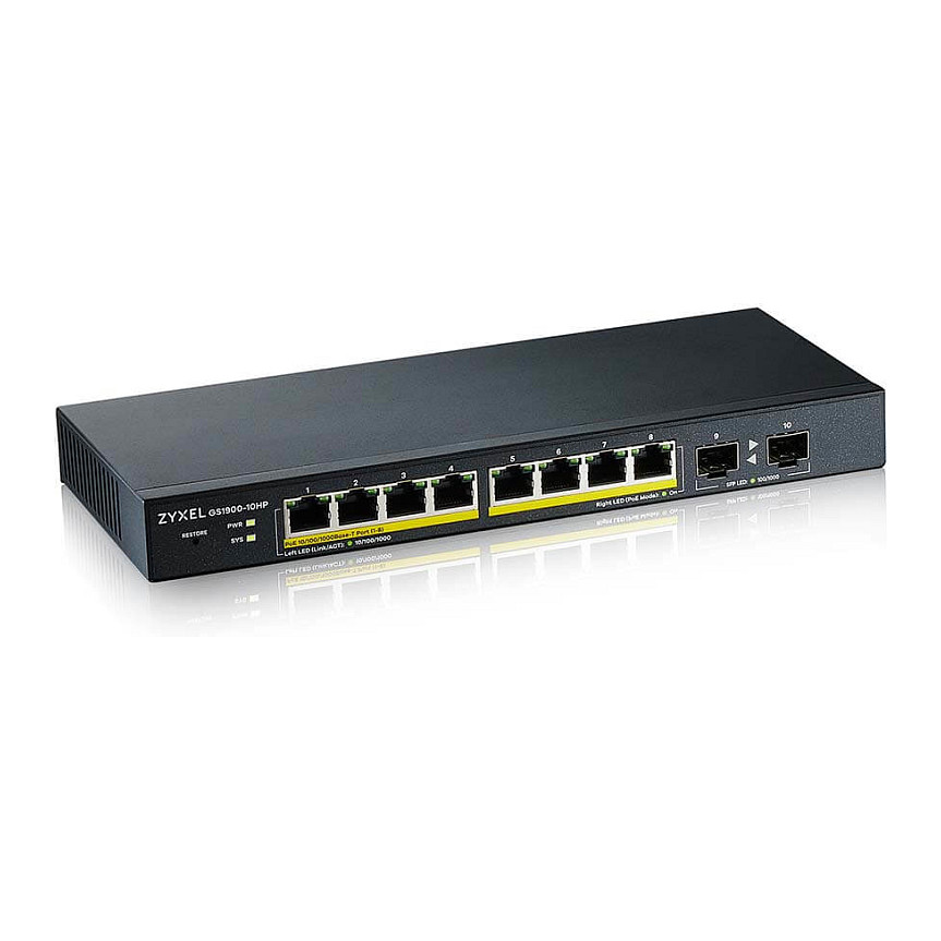 Switch Zyxel GS1900‑10HP V2 / Managed / 8x Gigabit PoE+ / 2x Gigabit Uplink - Figura 2