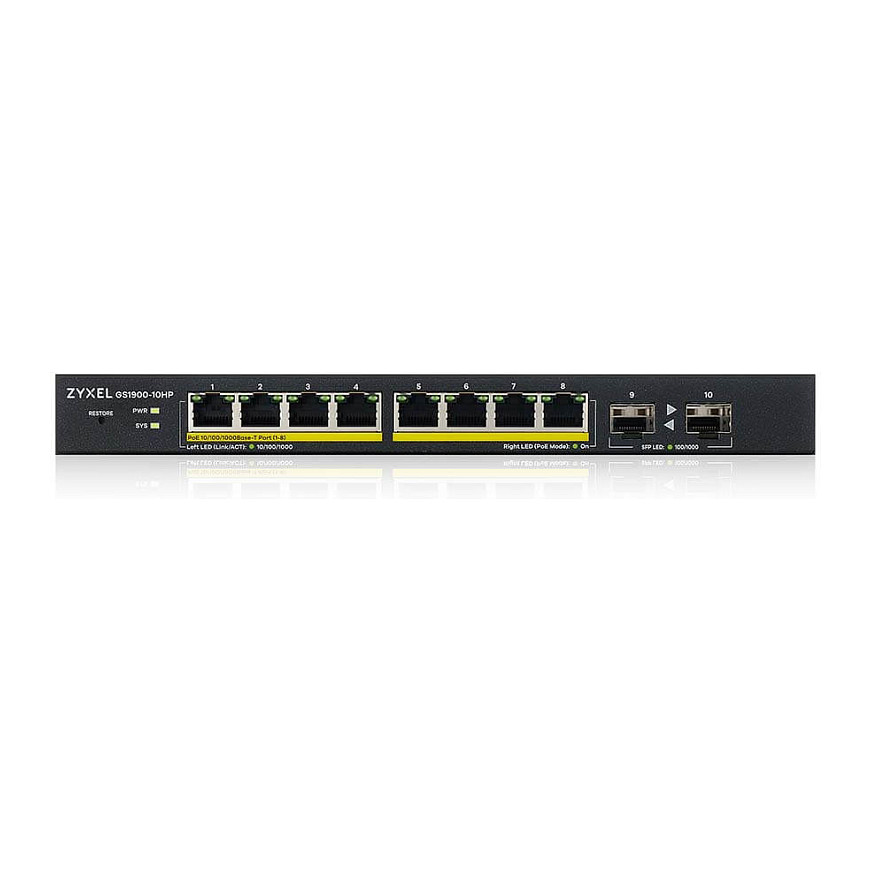 Switch Zyxel GS1900‑10HP V2 / Managed / 8x Gigabit PoE+ / 2x Gigabit Uplink - Figura 3