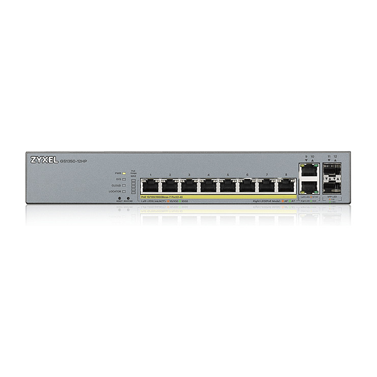 Switch Zyxel GS1350‑12HP / Managed / 10x Gigabit PoE+ / 2x Gigabit Uplink / Rackmount - Figura 2