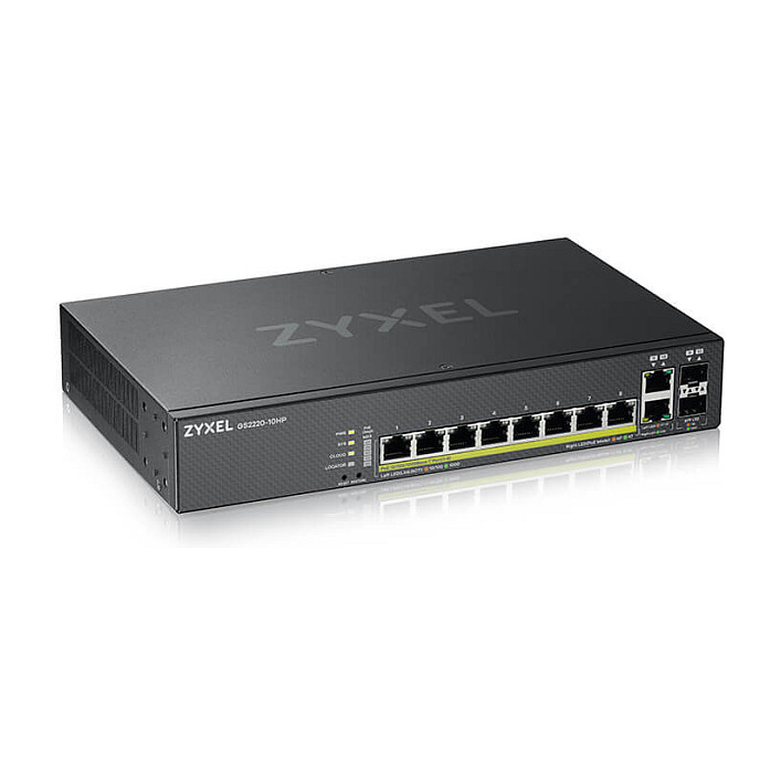 Switch Zyxel GS2220‑10HP / Managed / 8x Gigabit PoE+ / 2x Gigabit Uplink / Rackmount