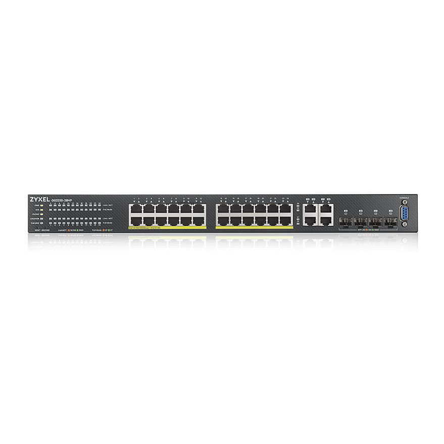 Switch Zyxel GS2220‑28HP / Managed / 24x GE PoE+ + 4x GE / Rackmount - Figura 2