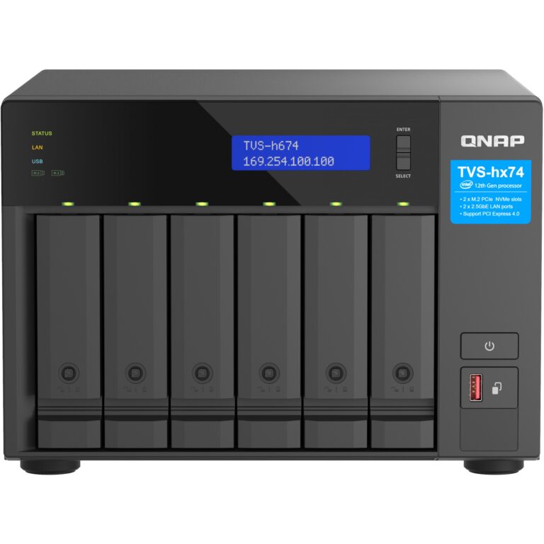 NAS QNAP TVS‑h674T‑i5‑32G 6‑Bay, Intel Core i5‑12400 (6‑core/12‑thread, up to 4.4GHz)