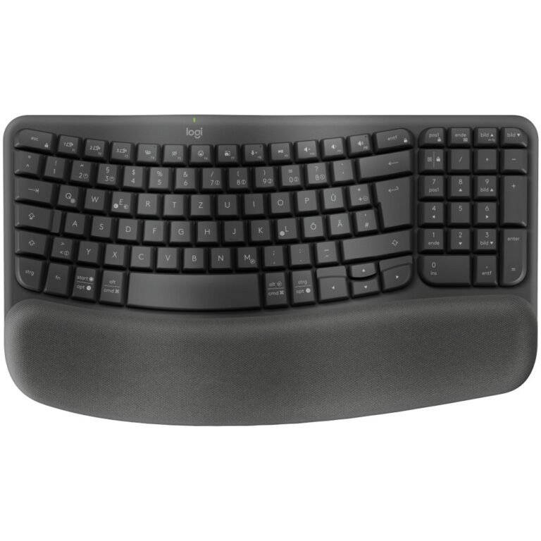 Tastierë pa Kabllo Logitech Wave Keys Ergonomike / Wireless + Bluetooth / DE - Grafit