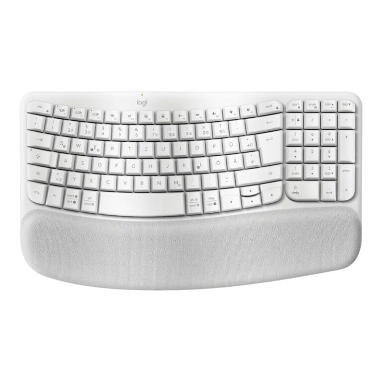 Tastierë Pa kabllo Logitech Wave Keys Wireless Ergonomic Keyboard (DE Layout) – Bardhë
