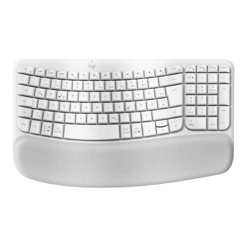 Tastierë Pa kabllo Logitech Wave Keys Wireless Ergonomic Keyboard (DE Layout) – Bardhë